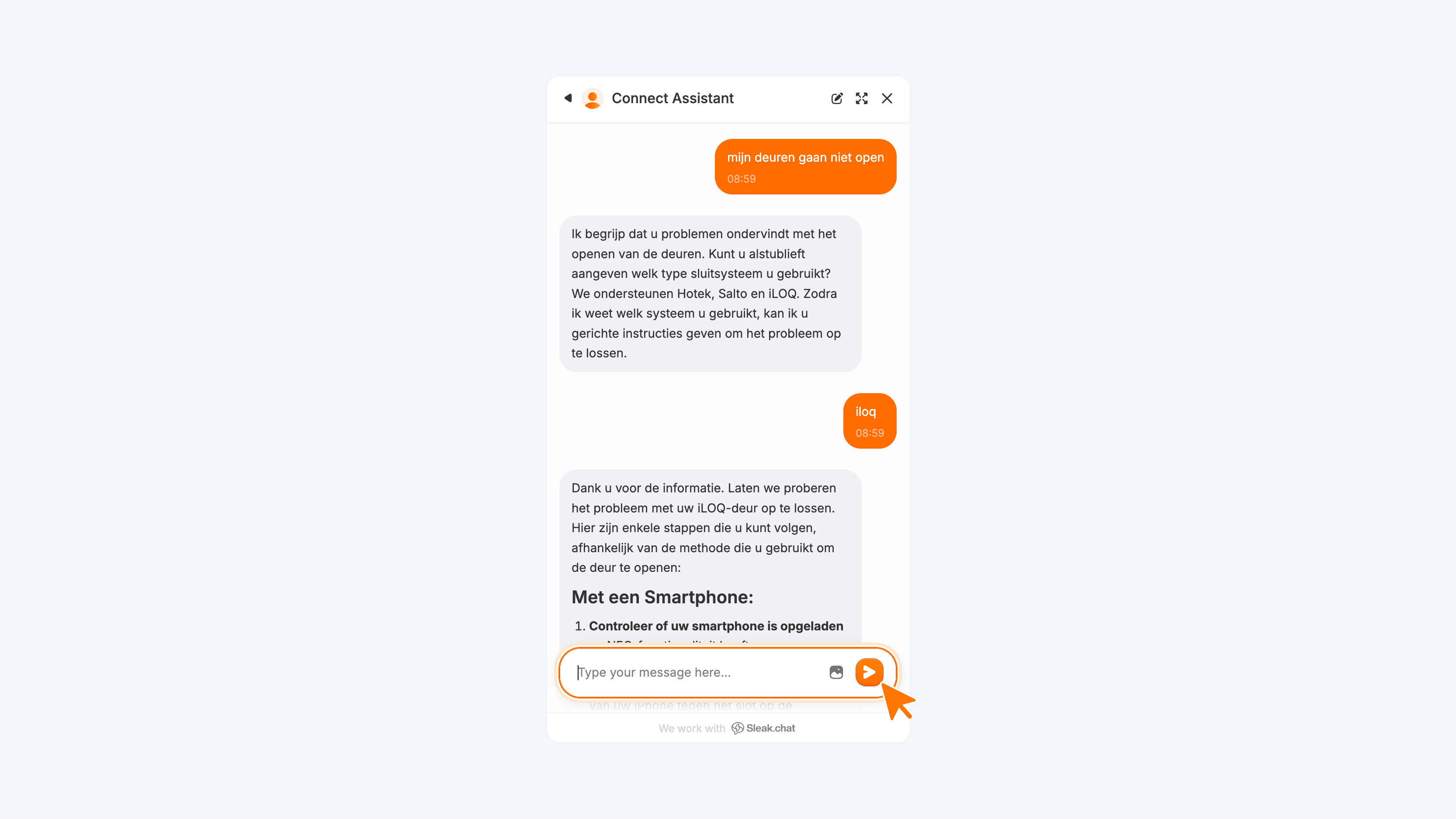 Afbeelding 2 - Chatgesprek in Connect