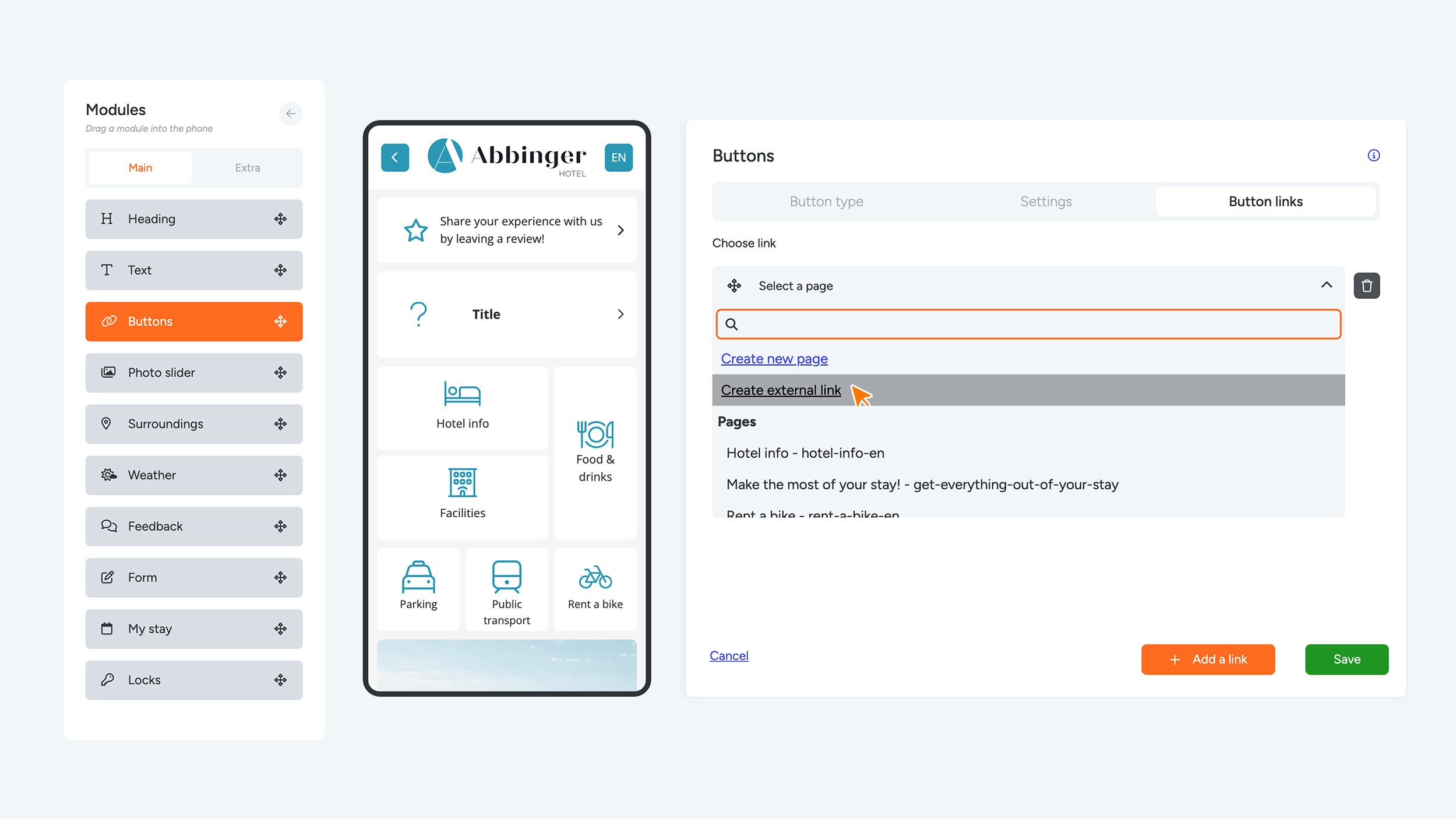 Afbeelding 1 External link aanmaken in knoppen button module
