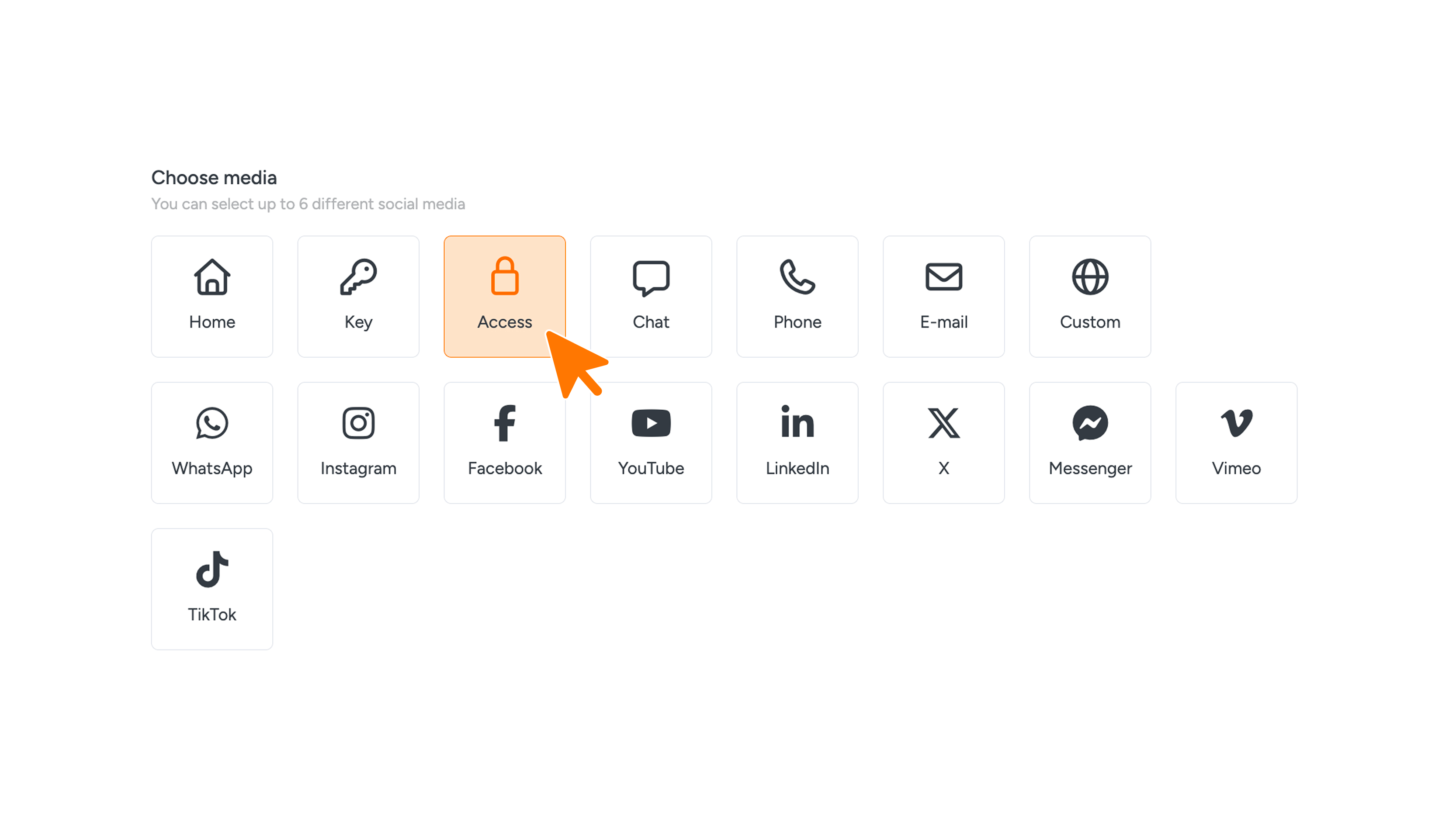 Afbeelding 1 - Sleutel via de drop-upfunctie - Kies access