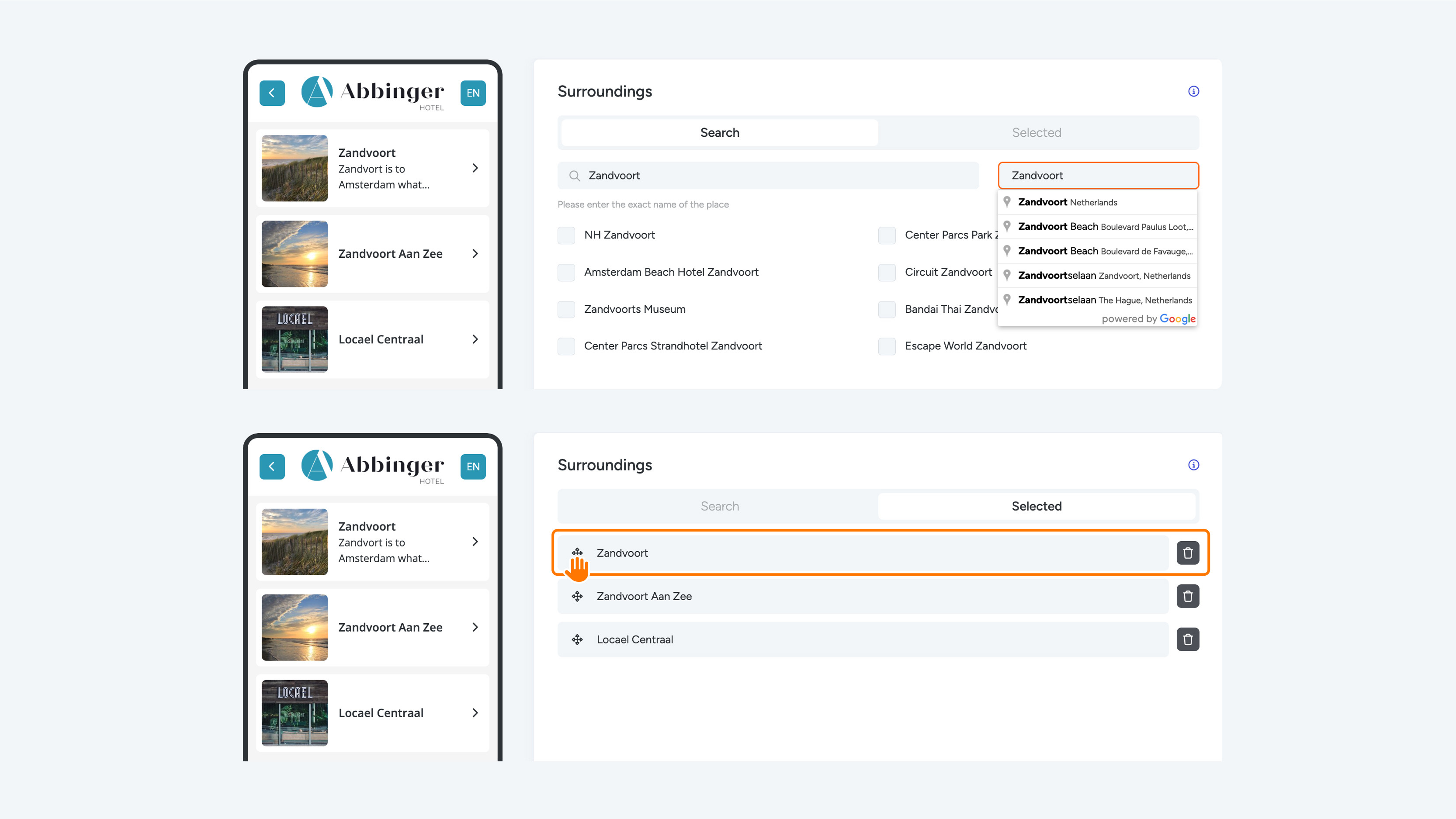 Image 2 - Fill in location and change hierarchy