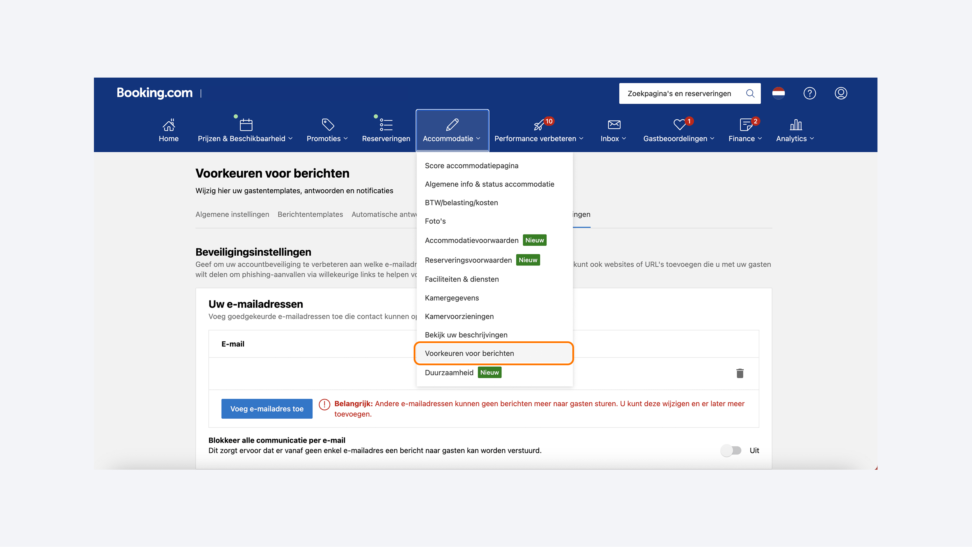 Afbeelding 2 - Voorkeuren voor berichten