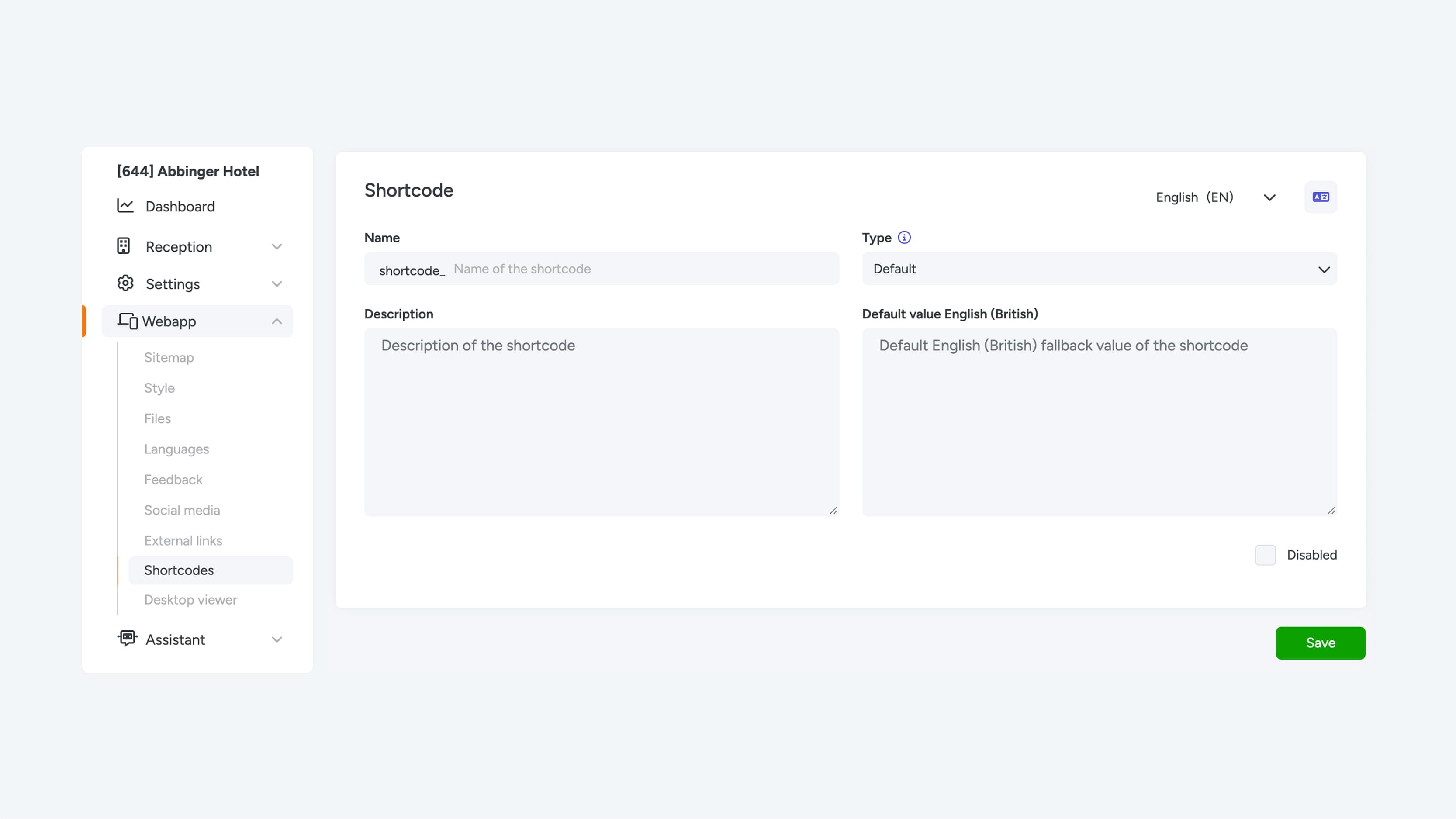 Image 1 - Shortcodes in menu's and settings